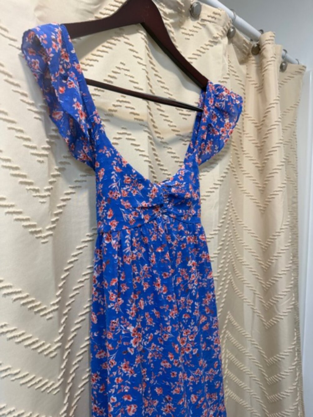 Berthie Paris Blue Floral Ruffle Tiered Midi Dress - Picture 7 of 14